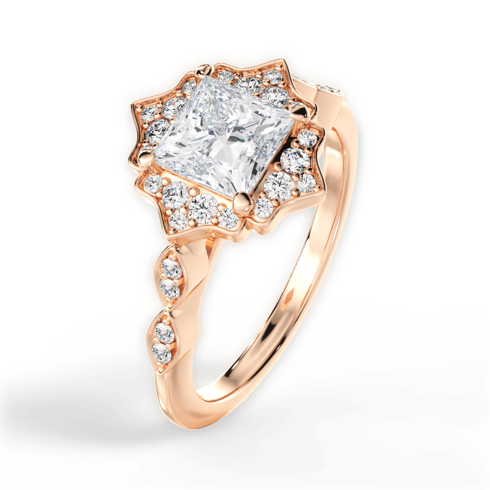 Julie Princess Cut Lab Grown Diamond 18Kt Rose Gold Engagement Ring - View 3
