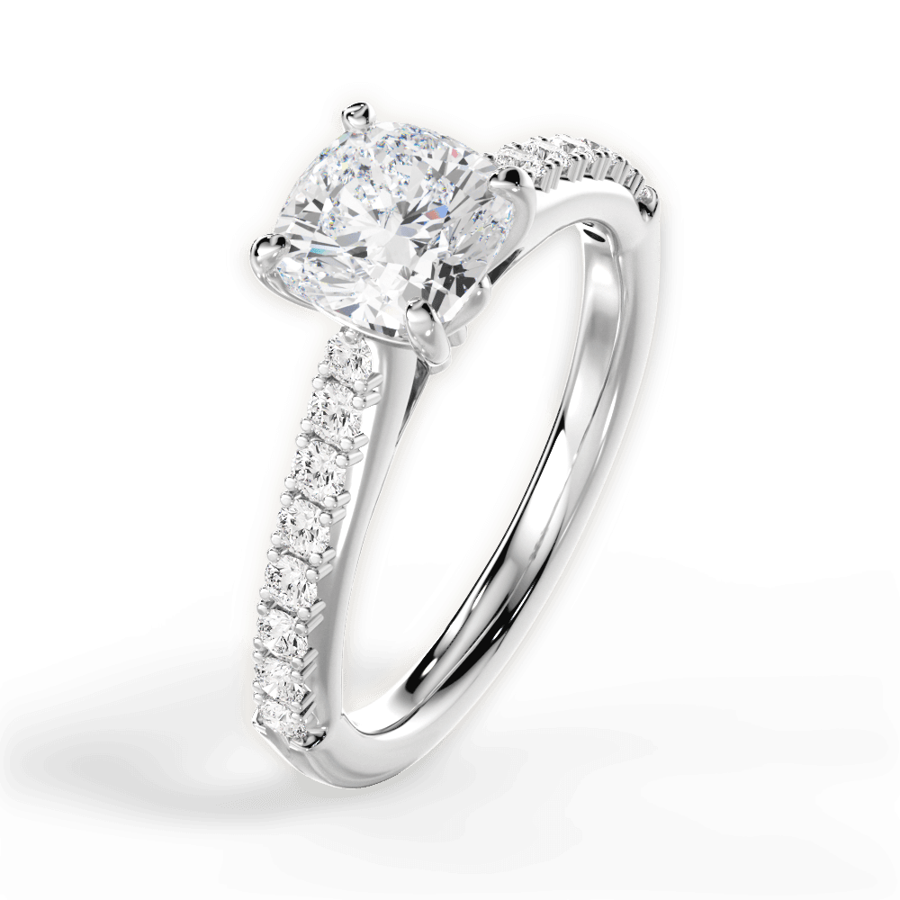 Elizabeth Cushion Cut Lab Grown Diamond Platinum Engagement Ring - View 3