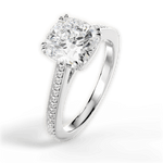 Denise Cushion Cut Lab Grown Diamond Platinum Engagement Ring - View 3