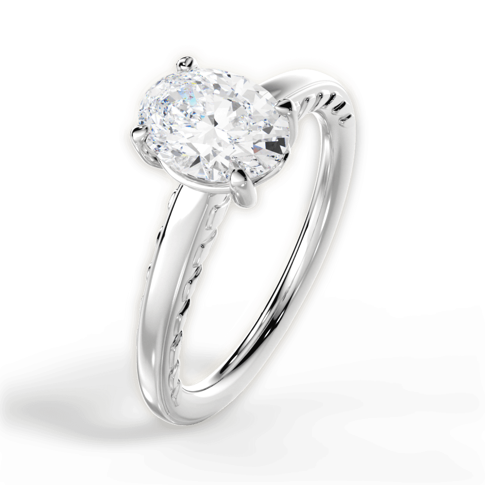 Annette Oval Cut Lab Grown Diamond Platinum Engagement Ring - View 3