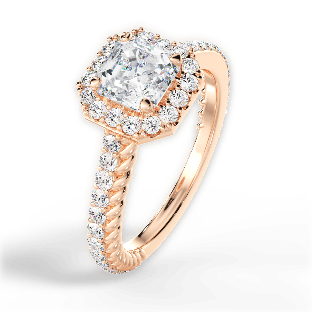Kim Asscher Cut Lab Grown Diamond 18Kt Rose Gold Engagement Ring - View 3