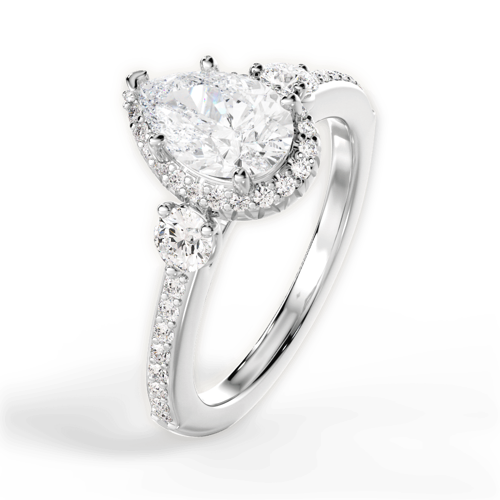 Julia Pear Cut Lab Grown Diamond 18Kt White Gold Engagement Ring - View 4