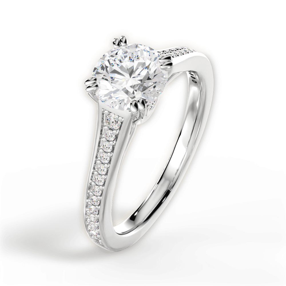 Delia Round Cut Lab Grown Diamond 14Kt White Gold Engagement Ring - View 2