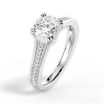 Delia Round Cut Lab Grown Diamond 18Kt White Gold Engagement Ring - View 2