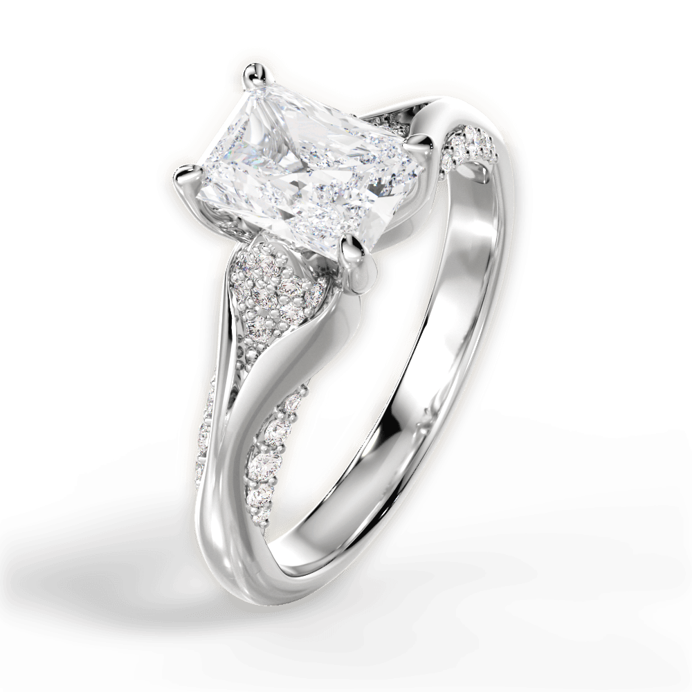 Isabel Radiant Cut Lab Grown Diamond Platinum Engagement Ring - View 4