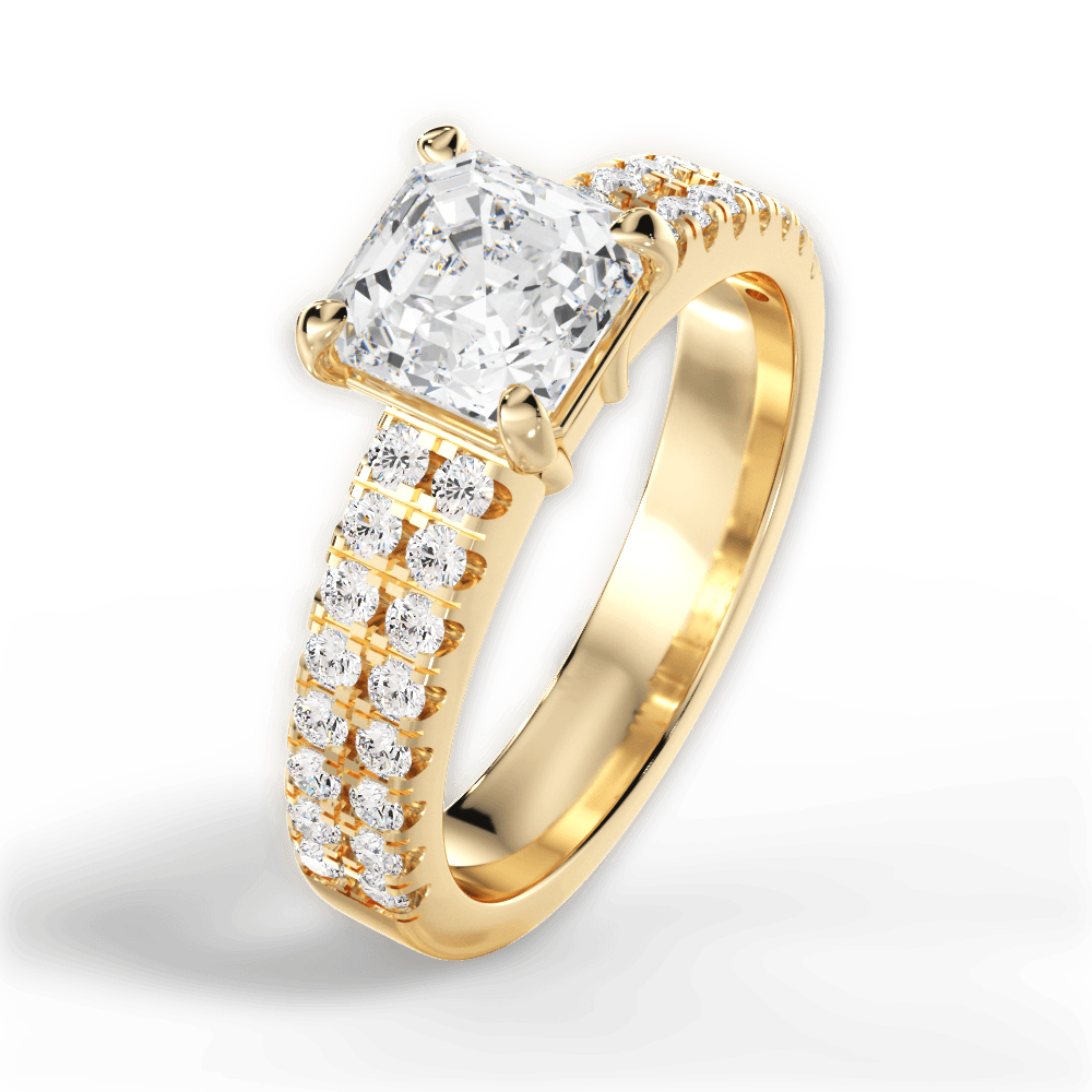 Kayla Asscher Cut Lab Grown Diamond 18Kt Yellow Gold Engagement Ring - View 2