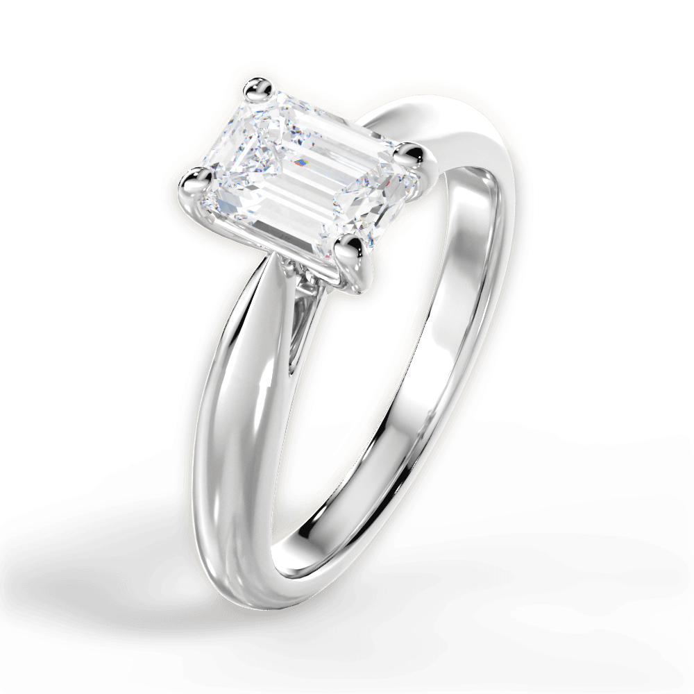 Amy Emerald Cut Lab Grown Diamond 18Kt White Gold Engagement Ring - View 3