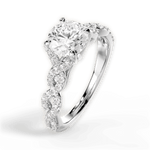 Justine Round Cut Lab Grown Diamond 14Kt White Gold Engagement Ring - View 3