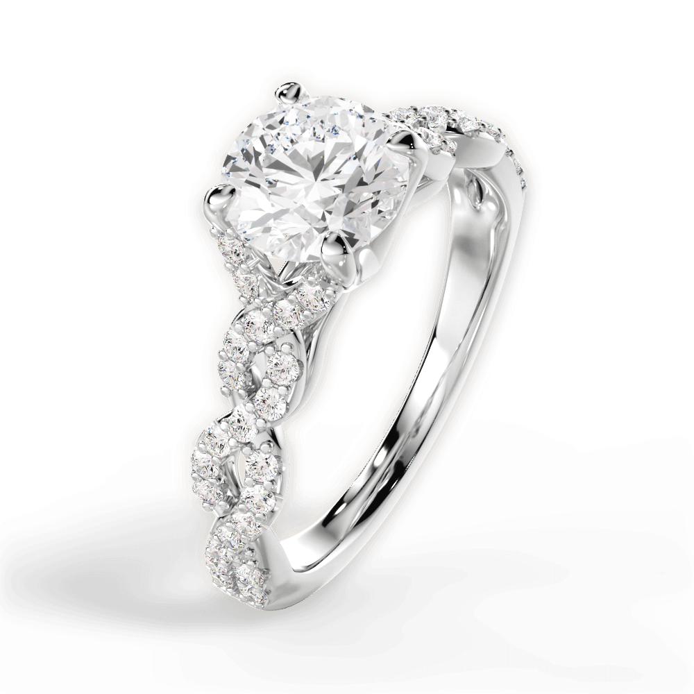 Justine Round Cut Lab Grown Diamond 14Kt White Gold Engagement Ring - View 3