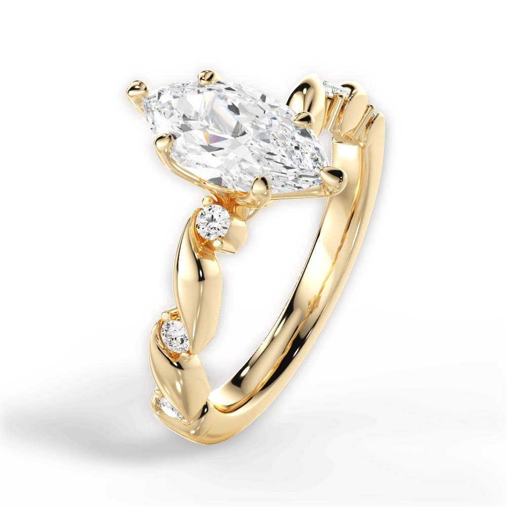 Emma Marquise Cut Lab Grown Diamond 18Kt Yellow Gold Engagement Ring - View 4