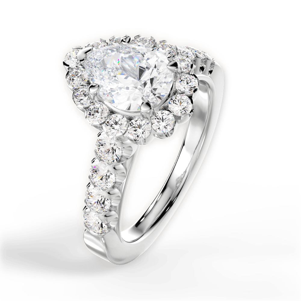 Lacey Pear Cut Lab Grown Diamond 14Kt White Gold Engagement Ring - View 2