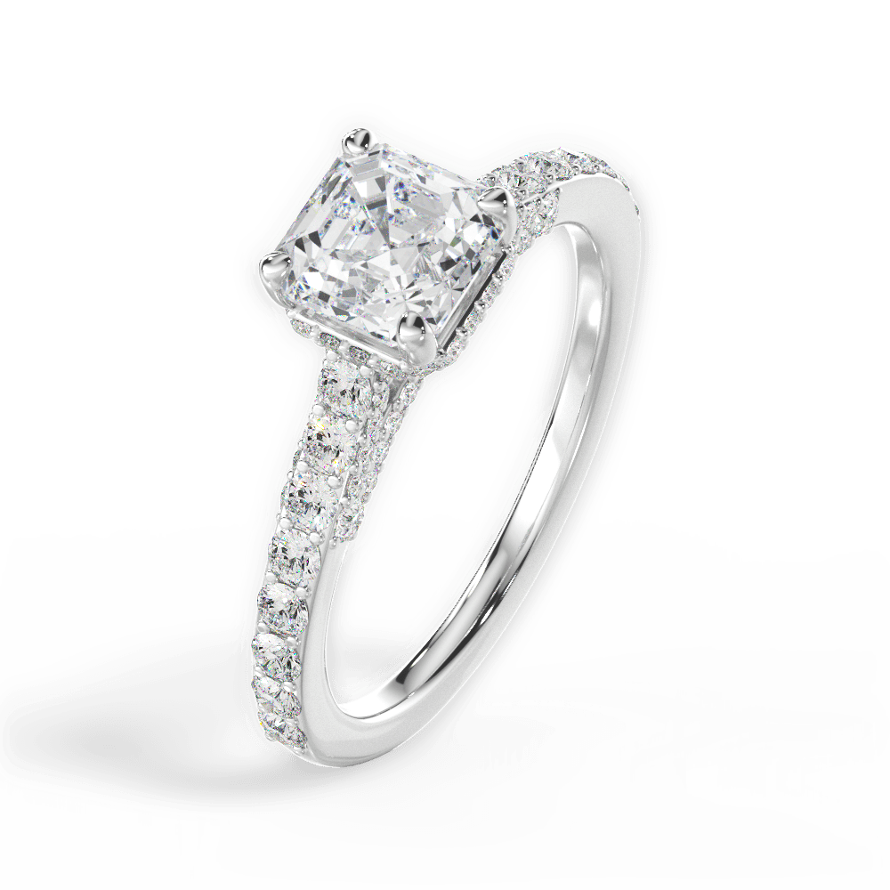 Laura Asscher Cut Lab Grown Diamond 14Kt White Gold Engagement Ring - View 3