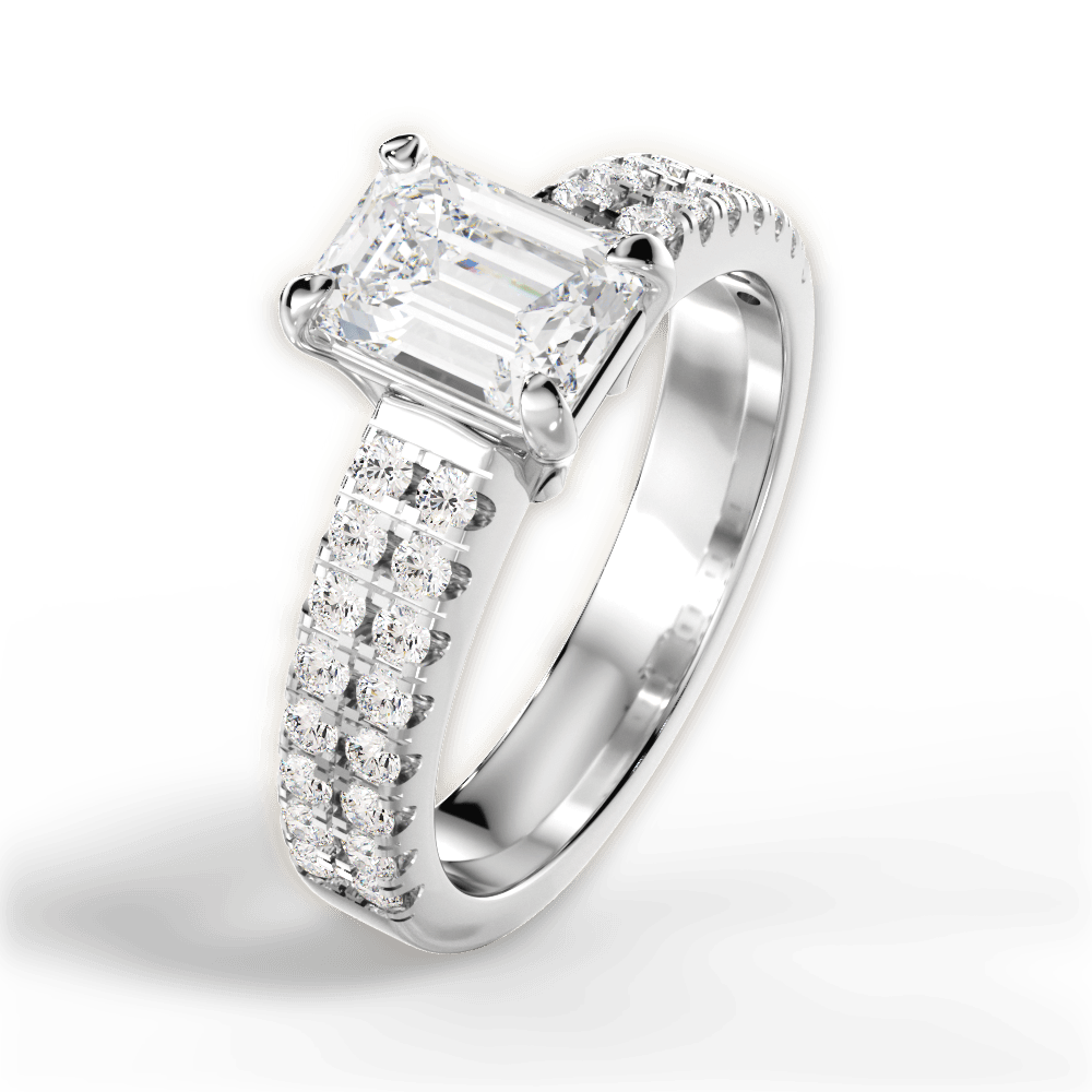 Kayla Emerald Cut Lab Grown Diamond 18Kt White Gold Engagement Ring - View 4