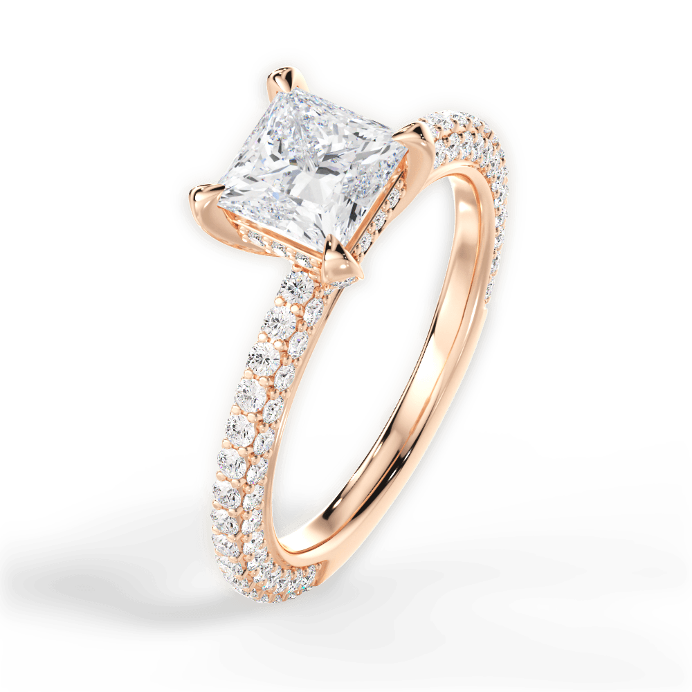 Madeline Princess Cut Lab Grown Diamond 18Kt Rose Gold Engagement Ring - View 2