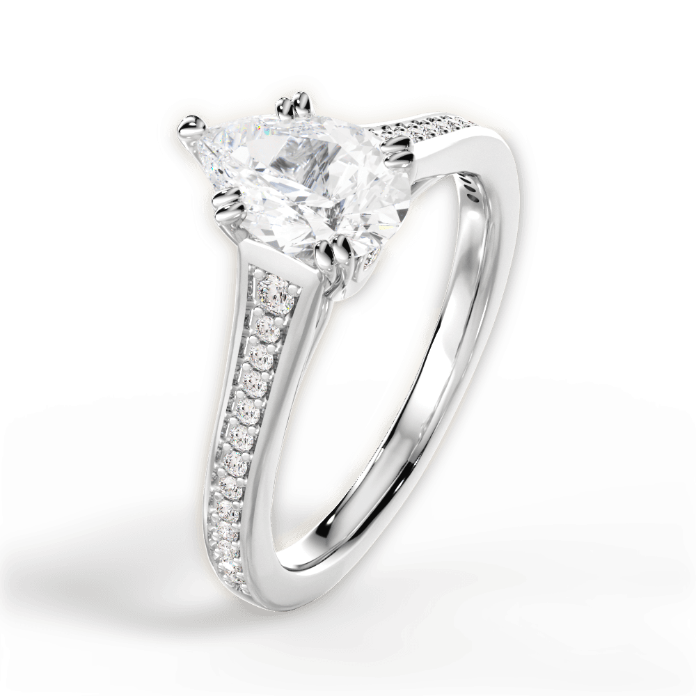 Delia Pear Cut Lab Grown Diamond 14Kt White Gold Engagement Ring - View 2