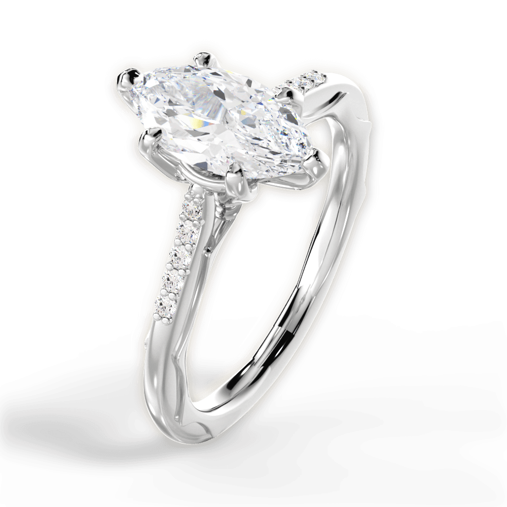 Christina Marquise Cut Lab Grown Diamond 14Kt White Gold Engagement Ring - View 2