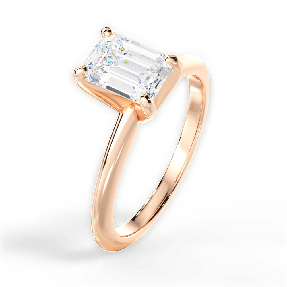 Casey Emerald Cut Lab Grown Diamond 18Kt Rose Gold Engagement Ring - View 3