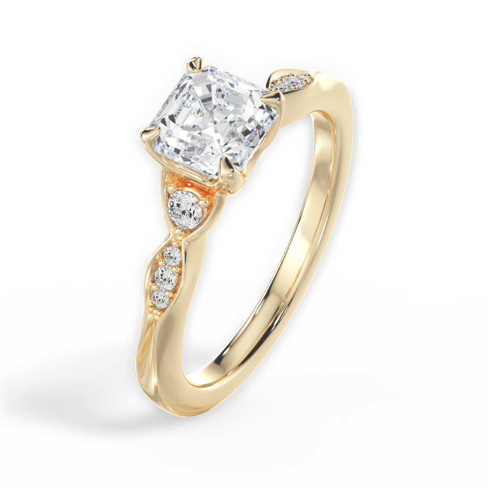 Cassie Asscher Cut Lab Grown Diamond 18Kt Yellow Gold Engagement Ring - View 3
