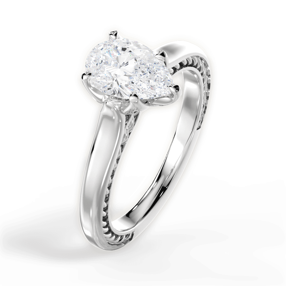 Carrie Pear Cut Lab Grown Diamond Platinum Engagement Ring - View 3
