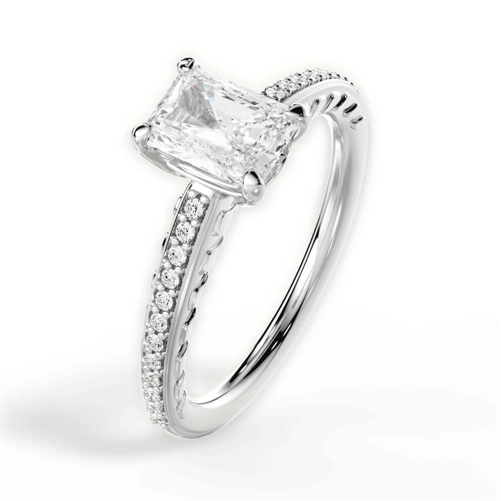 Caroline Radiant Cut Lab Grown Diamond 14Kt White Gold Engagement Ring - View 3