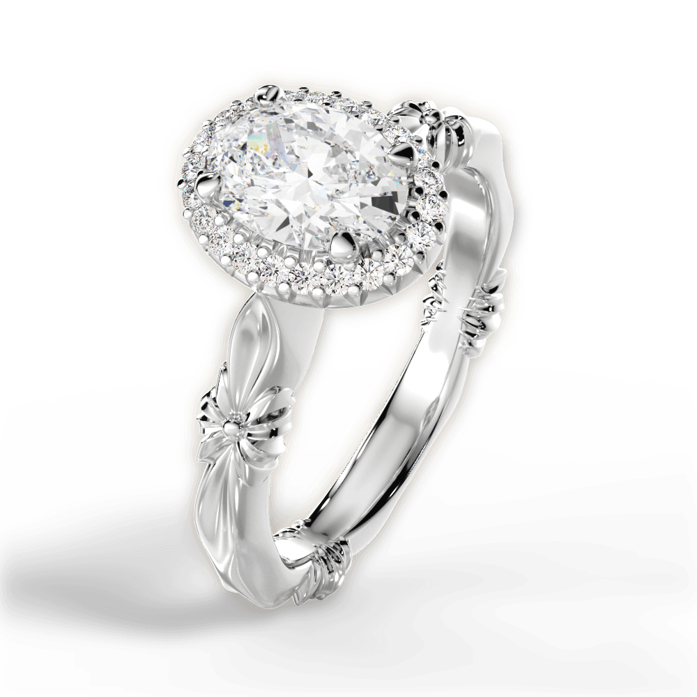 Erica Oval Cut Lab Grown Diamond 18Kt White Gold Engagement Ring - View 2