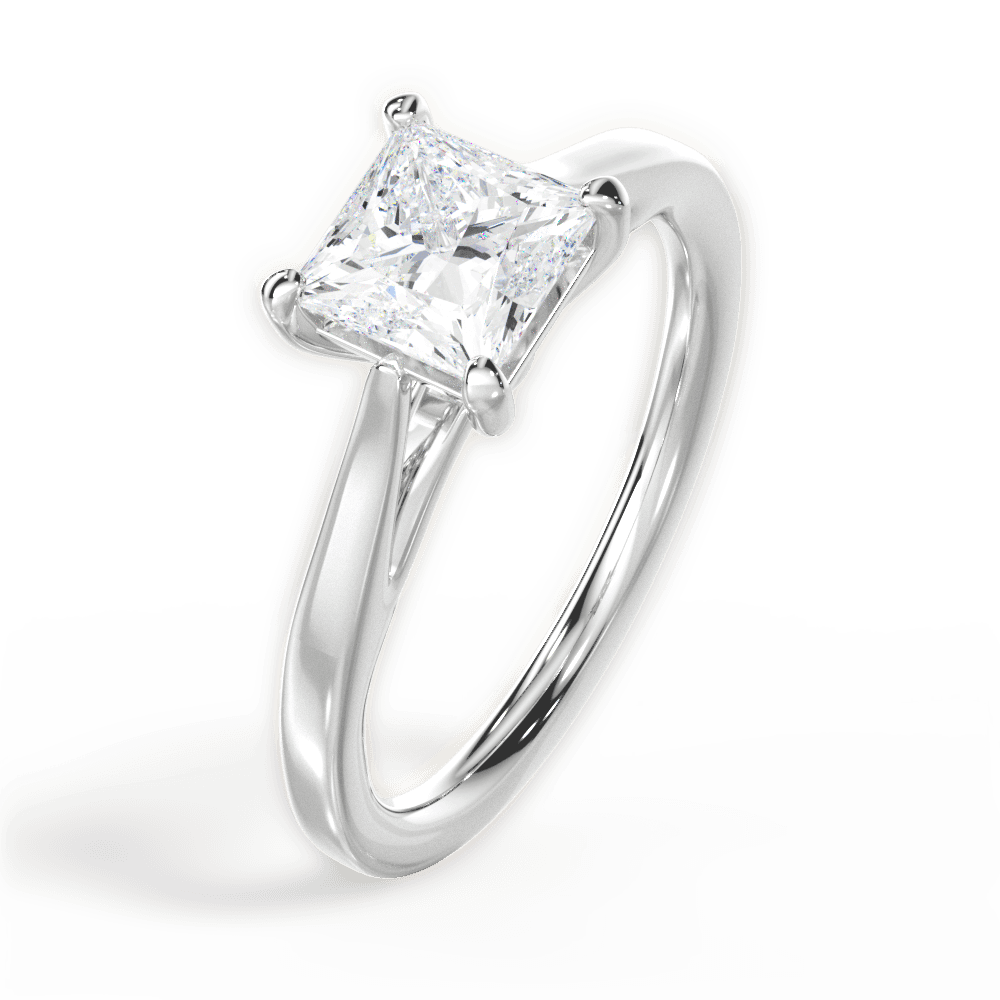 Angie Princess Cut Lab Grown Diamond 14Kt White Gold Engagement Ring - View 3