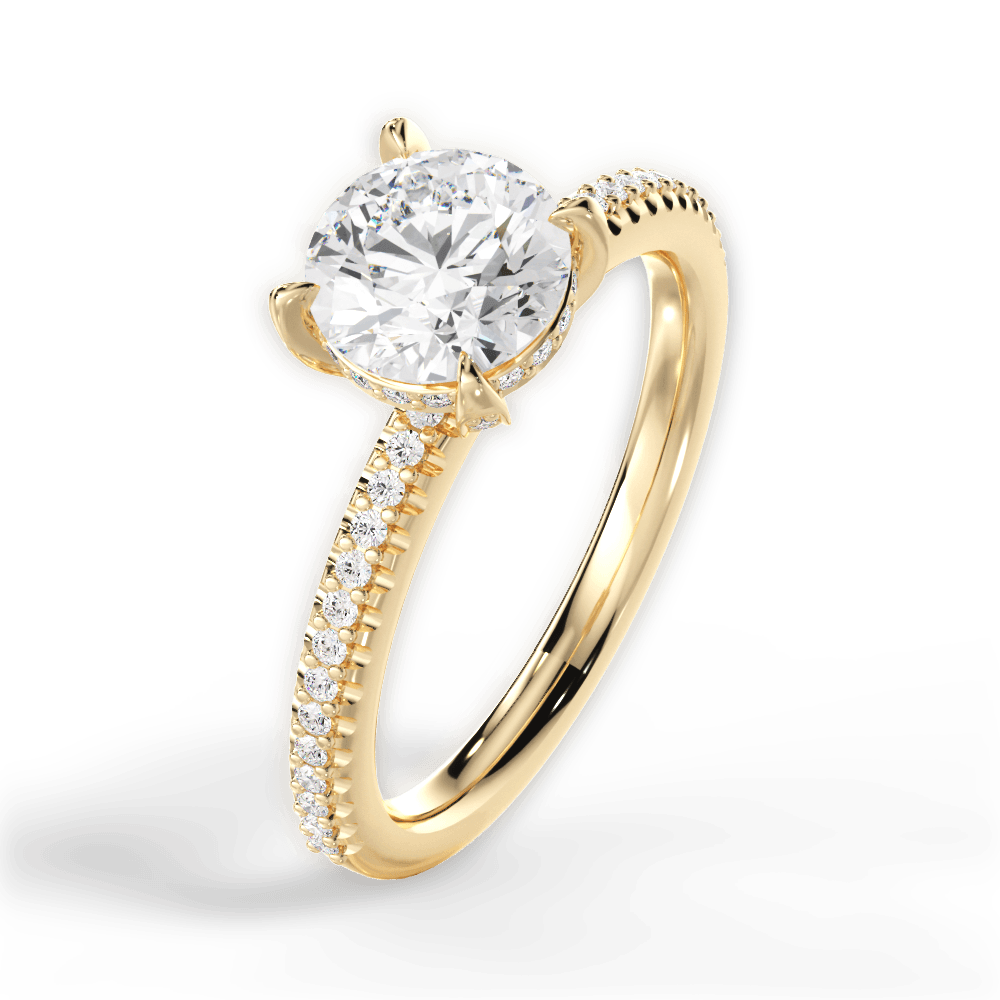 Helen Round Cut Lab Grown Diamond 18Kt Yellow Gold Engagement Ring - View 2