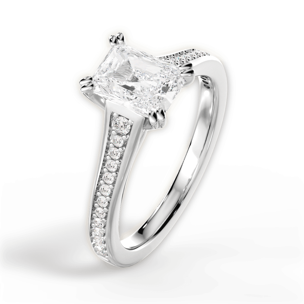 Delia Radiant Cut Lab Grown Diamond Platinum Engagement Ring - View 3