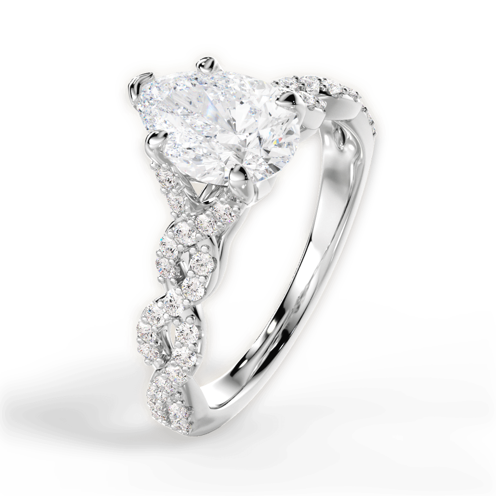 Justine Pear Cut Lab Grown Diamond 18Kt White Gold Engagement Ring - View 3