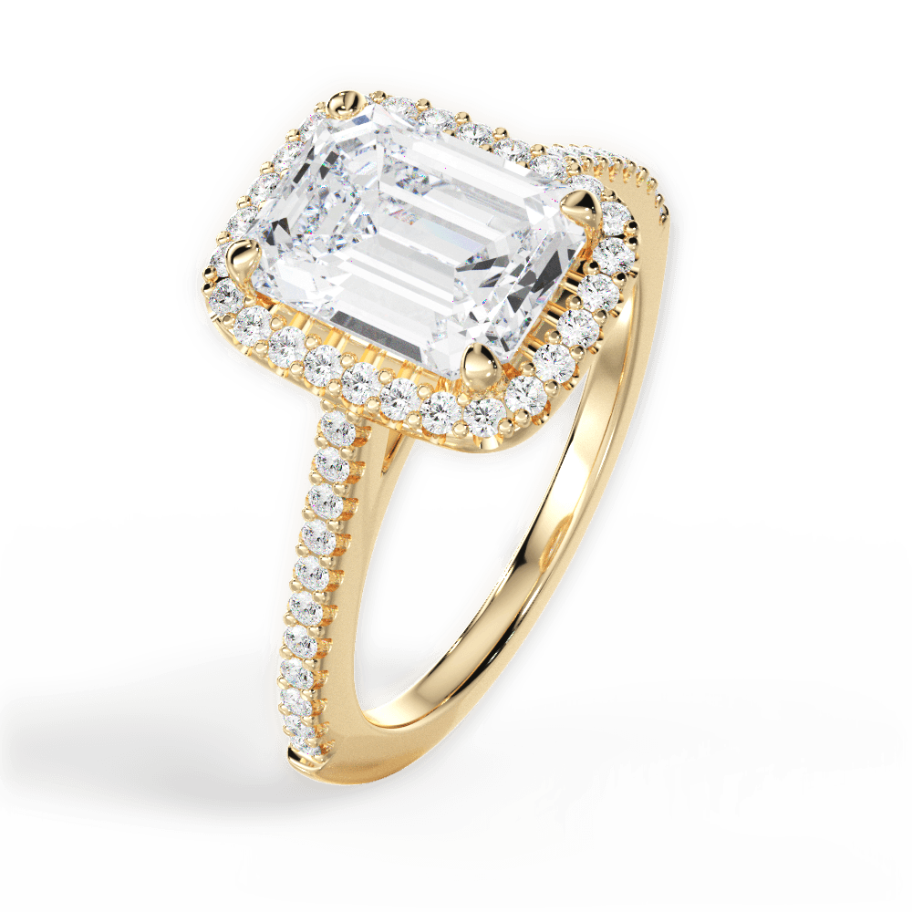 Jeanne Emerald Cut Lab Grown Diamond 18Kt Yellow Gold Engagement Ring - View 4