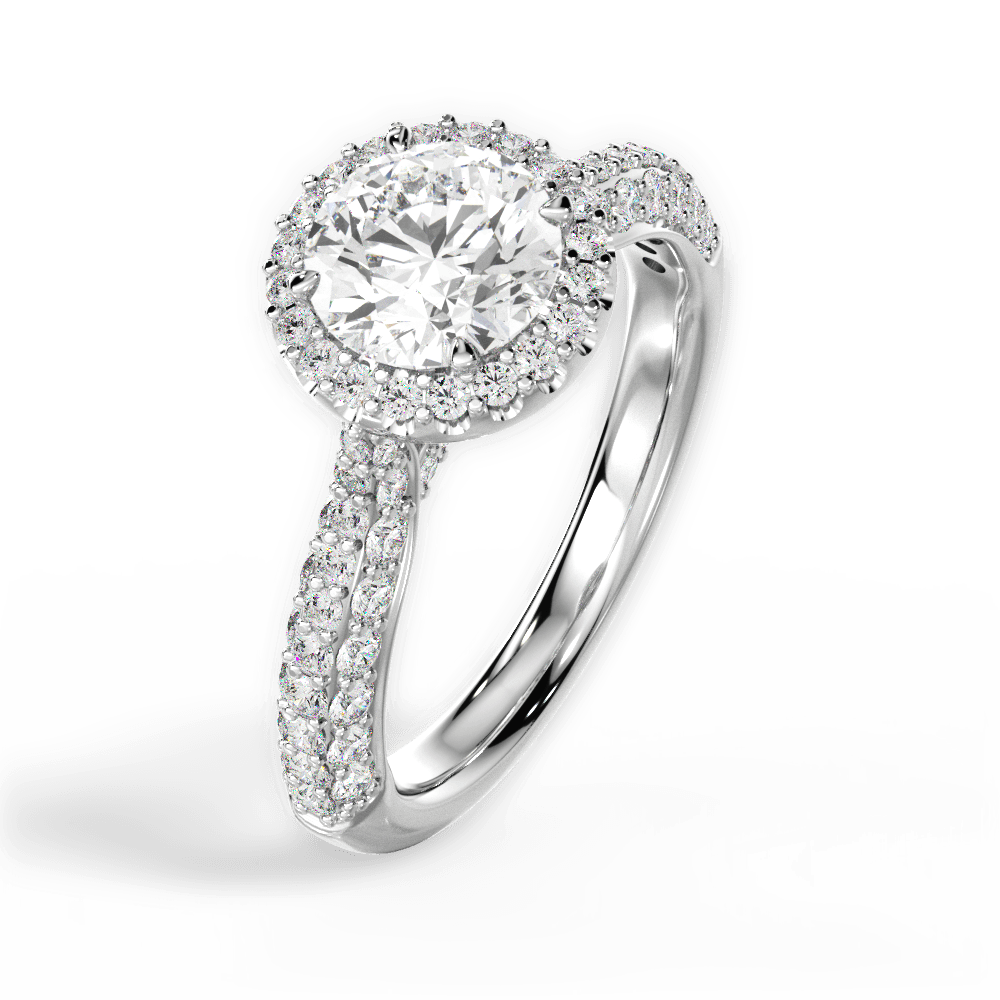 Lucy Round Cut Lab Grown Diamond 18Kt White Gold Engagement Ring - View 4