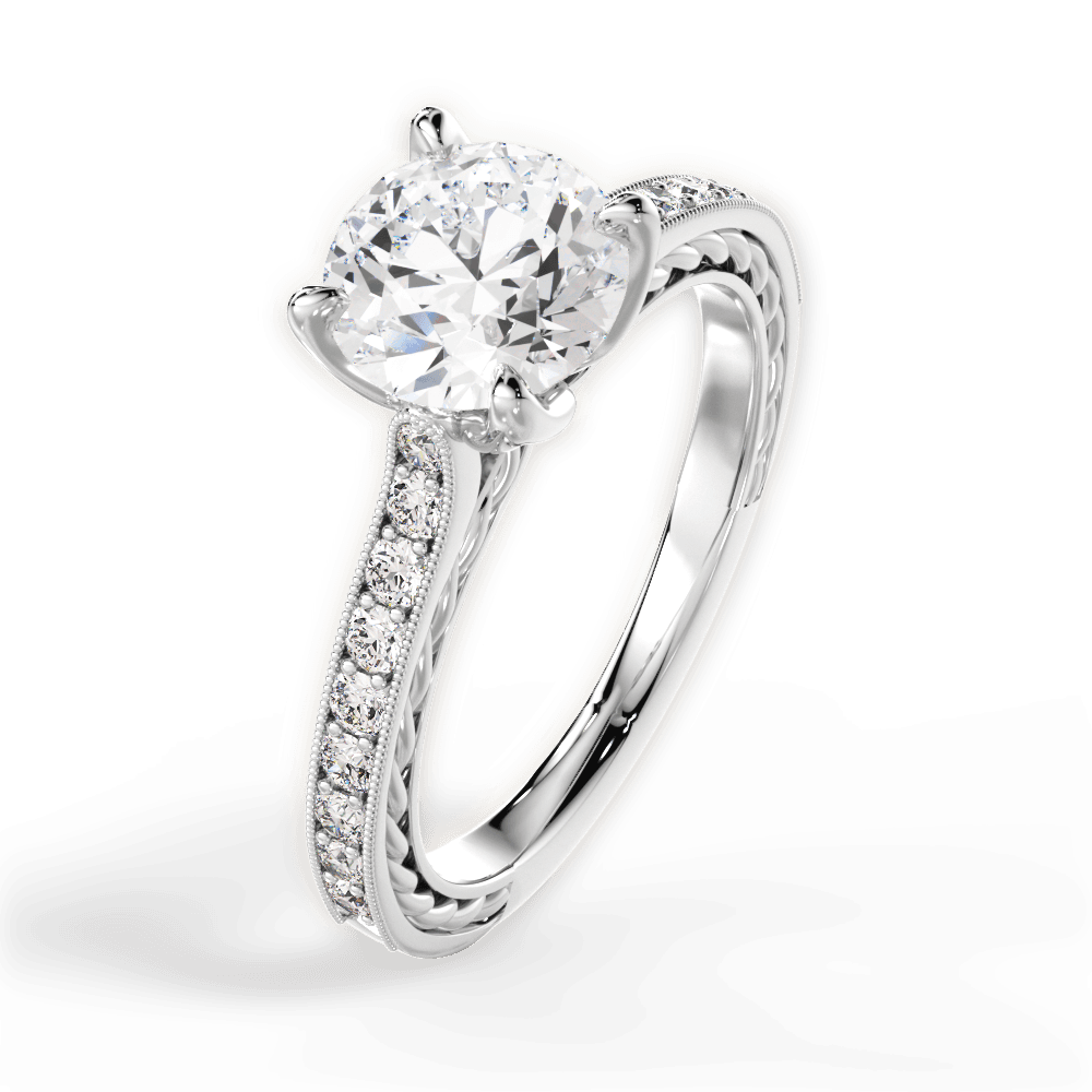 Gilda Round Cut Lab Grown Diamond 14Kt White Gold Engagement Ring - View 2