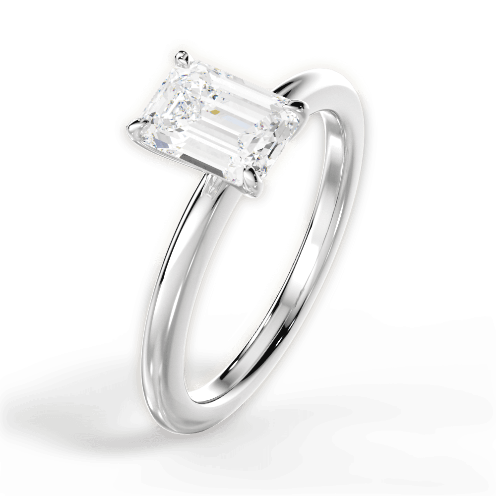 Allison Emerald Cut Lab Grown Diamond Platinum Engagement Ring - View 3