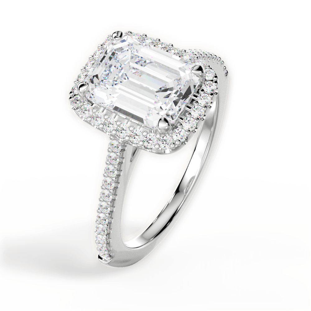 Jeanne Emerald Cut Lab Grown Diamond 14Kt White Gold Engagement Ring - View 4