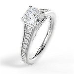 Leslie Cushion Cut Lab Grown Diamond Platinum Engagement Ring - View 3