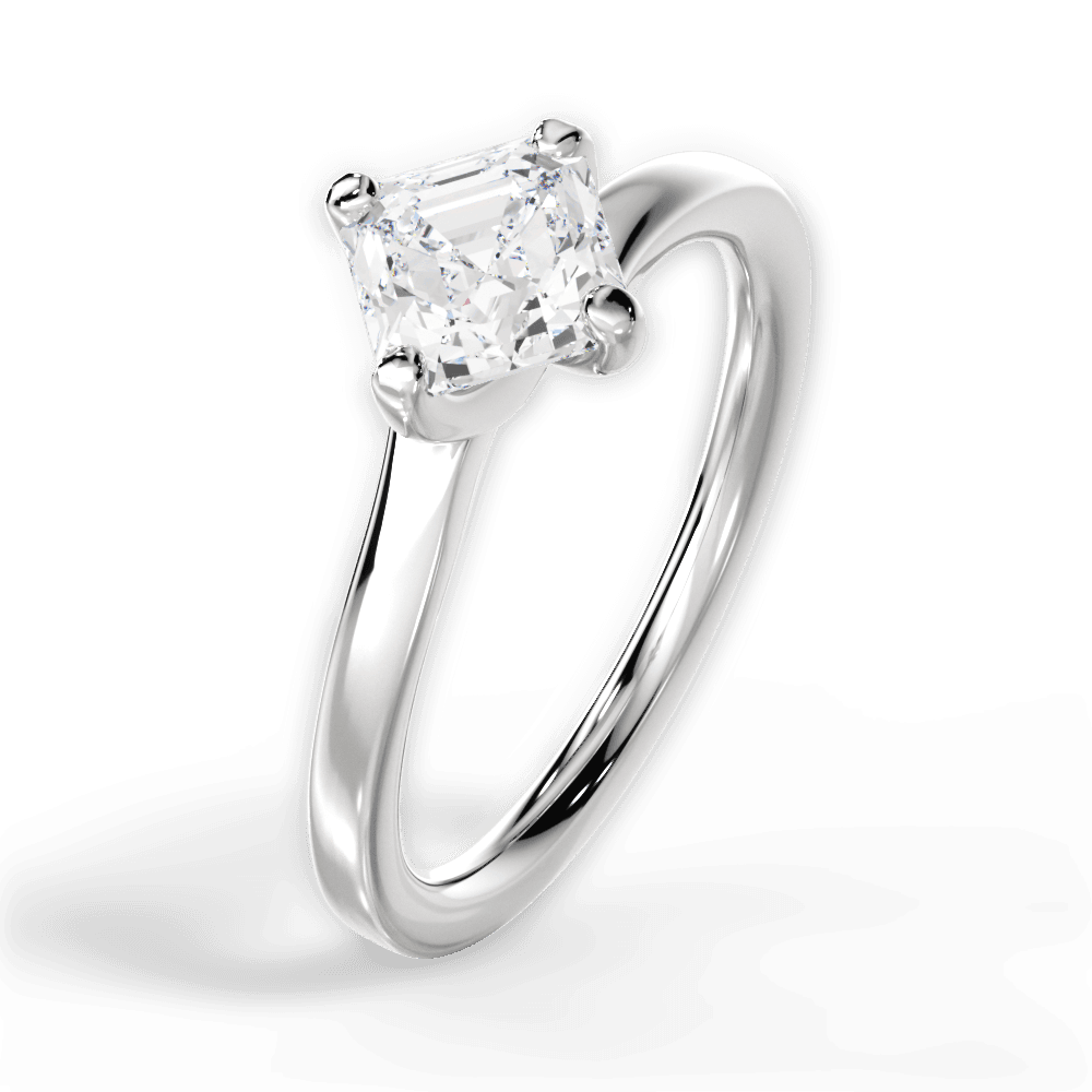 Ashley Asscher Cut Lab Grown Diamond 18Kt White Gold Engagement Ring - View 3