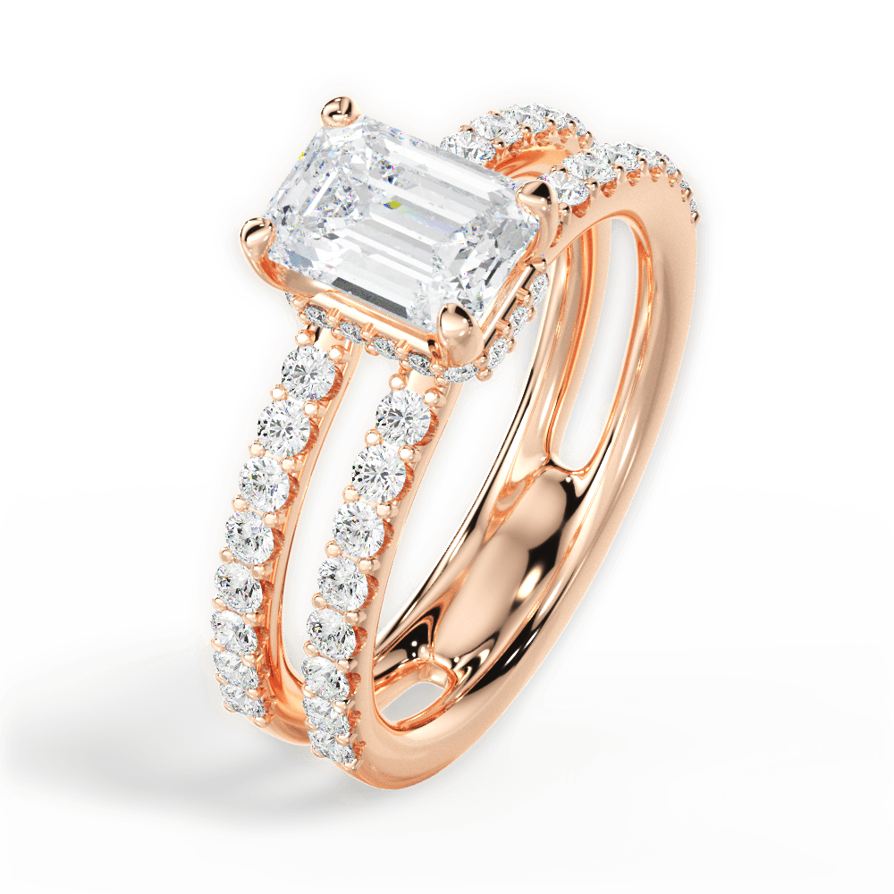 Christie Emerald Cut Lab Grown Diamond 18Kt Rose Gold Engagement Ring - View 2