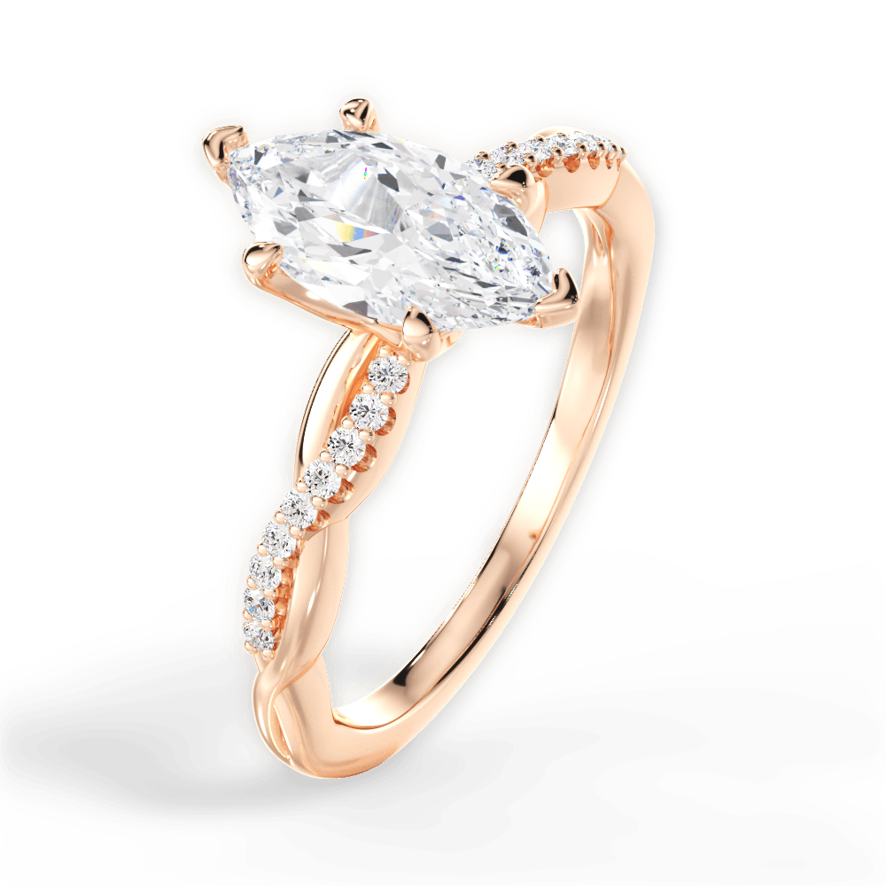Charlotte Marquise Cut Lab Grown Diamond 18Kt Rose Gold Engagement Ring - View 2