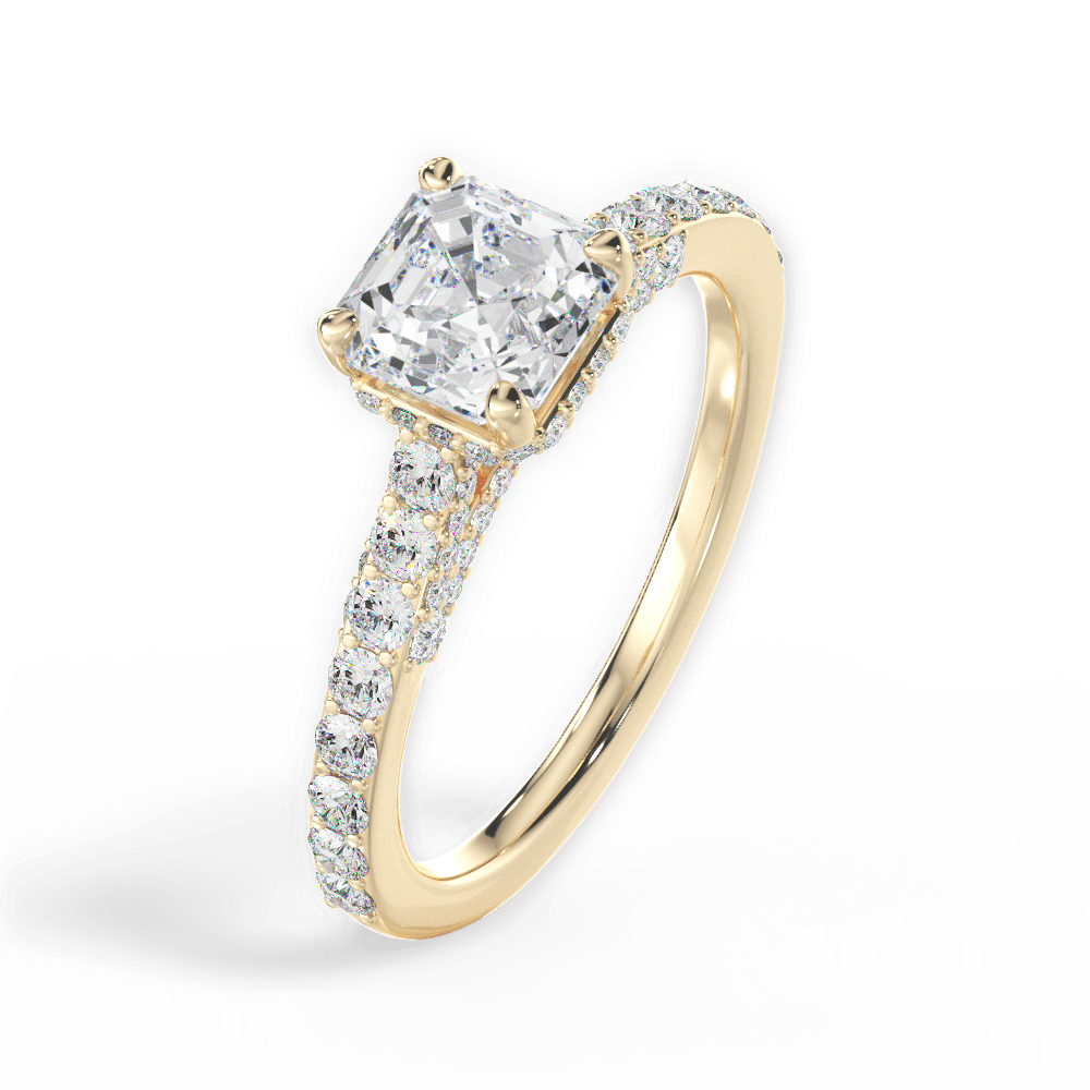 Laura Asscher Cut Lab Grown Diamond 18Kt Yellow Gold Engagement Ring - View 2