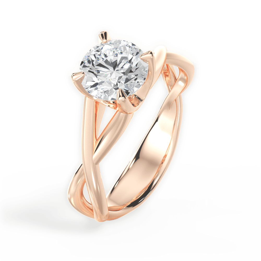 Aubrey Round Cut Lab Grown Diamond 18Kt Rose Gold Engagement Ring - View 3