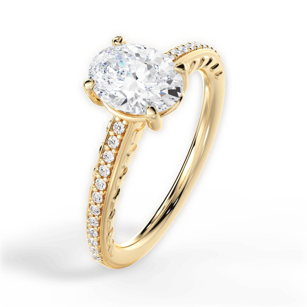 Caroline Oval Cut Lab Grown Diamond 18Kt Yellow Gold Engagement Ring - View 4