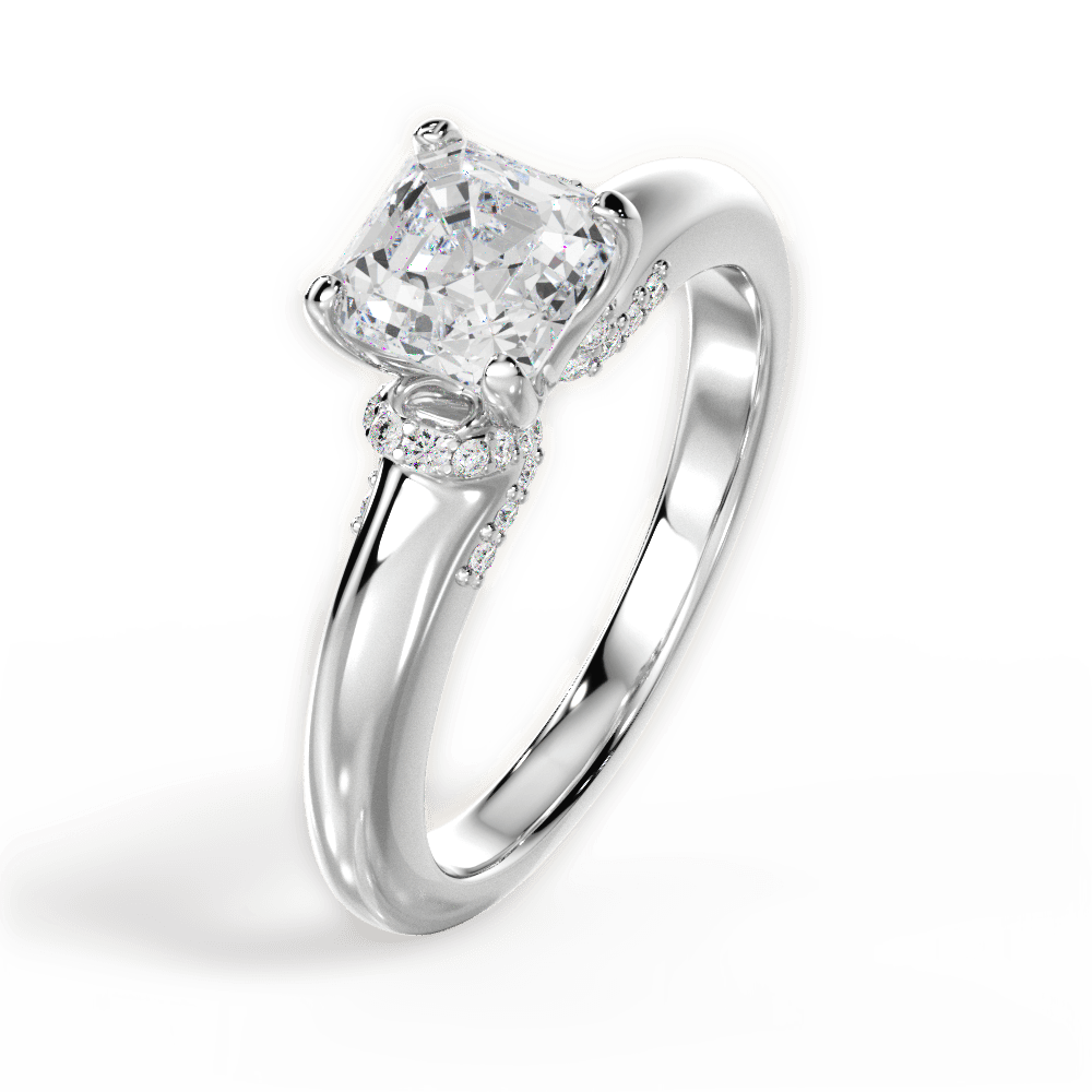 Florence Asscher Cut Lab Grown Diamond 14Kt White Gold Engagement Ring - View 3