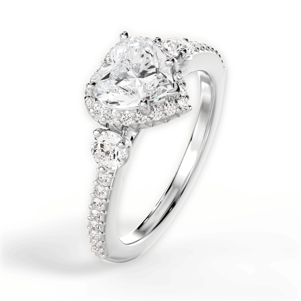 Julia Heart Cut Lab Grown Diamond Platinum Engagement Ring - View 4