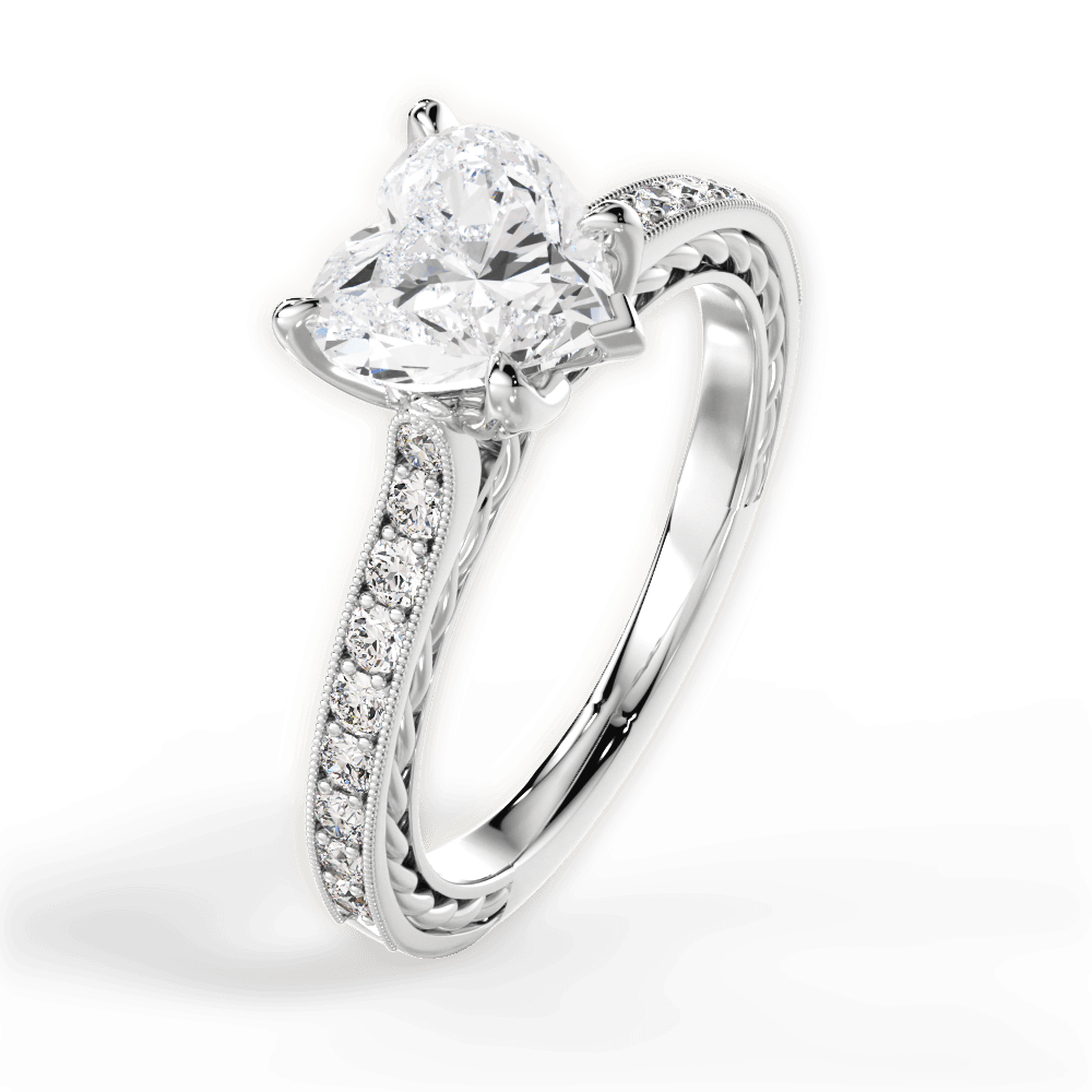 Gilda Heart Cut Lab Grown Diamond Platinum Engagement Ring - View 2
