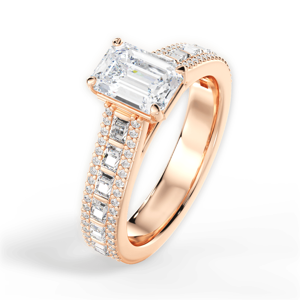 Lynn Emerald Cut Lab Grown Diamond 18Kt Rose Gold Engagement Ring - View 3