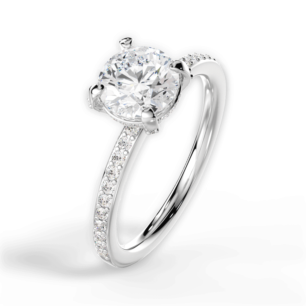 Janice Round Cut Lab Grown Diamond 14Kt White Gold Engagement Ring - View 2