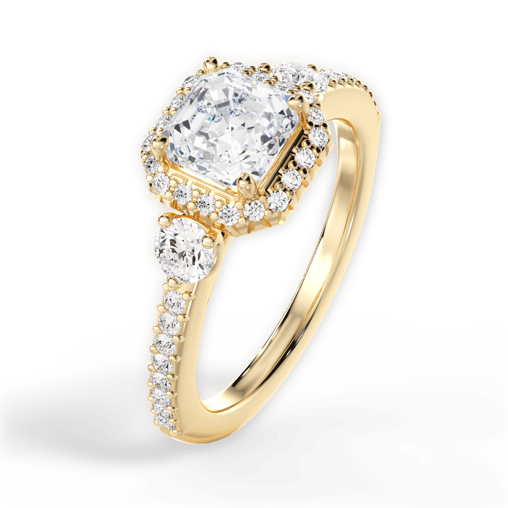 Julia Asscher Cut Lab Grown Diamond 18Kt Yellow Gold Engagement Ring - View 4