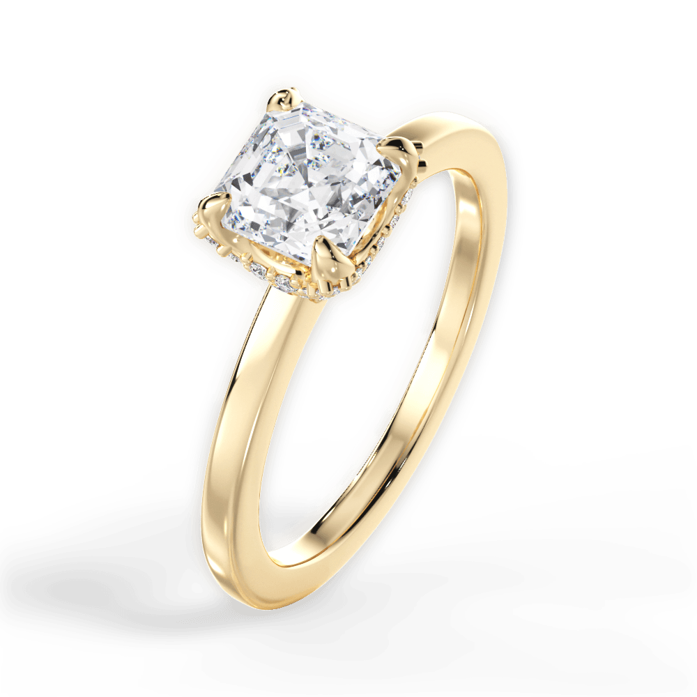Gemma Asscher Cut Lab Grown Diamond 18Kt Yellow Gold Engagement Ring - View 2
