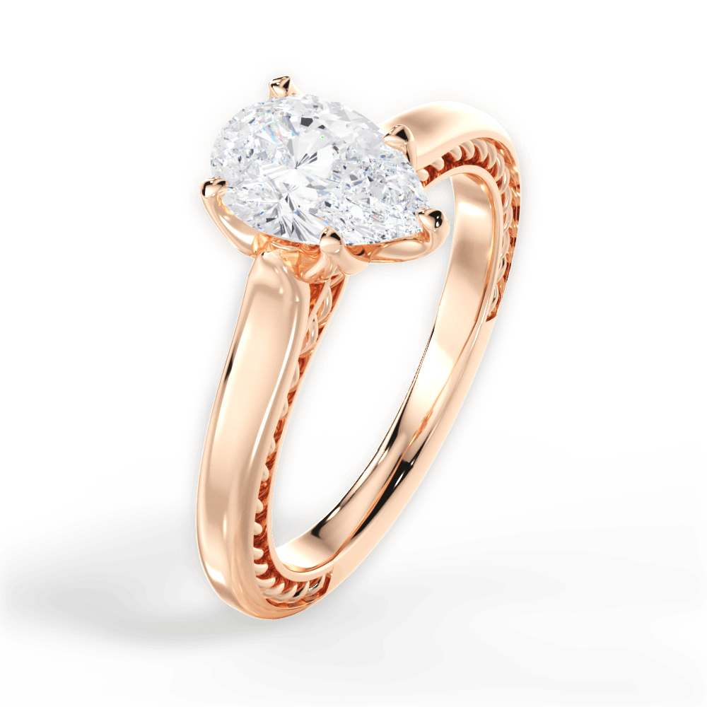 Carrie Pear Cut Lab Grown Diamond 18Kt Rose Gold Engagement Ring - View 3