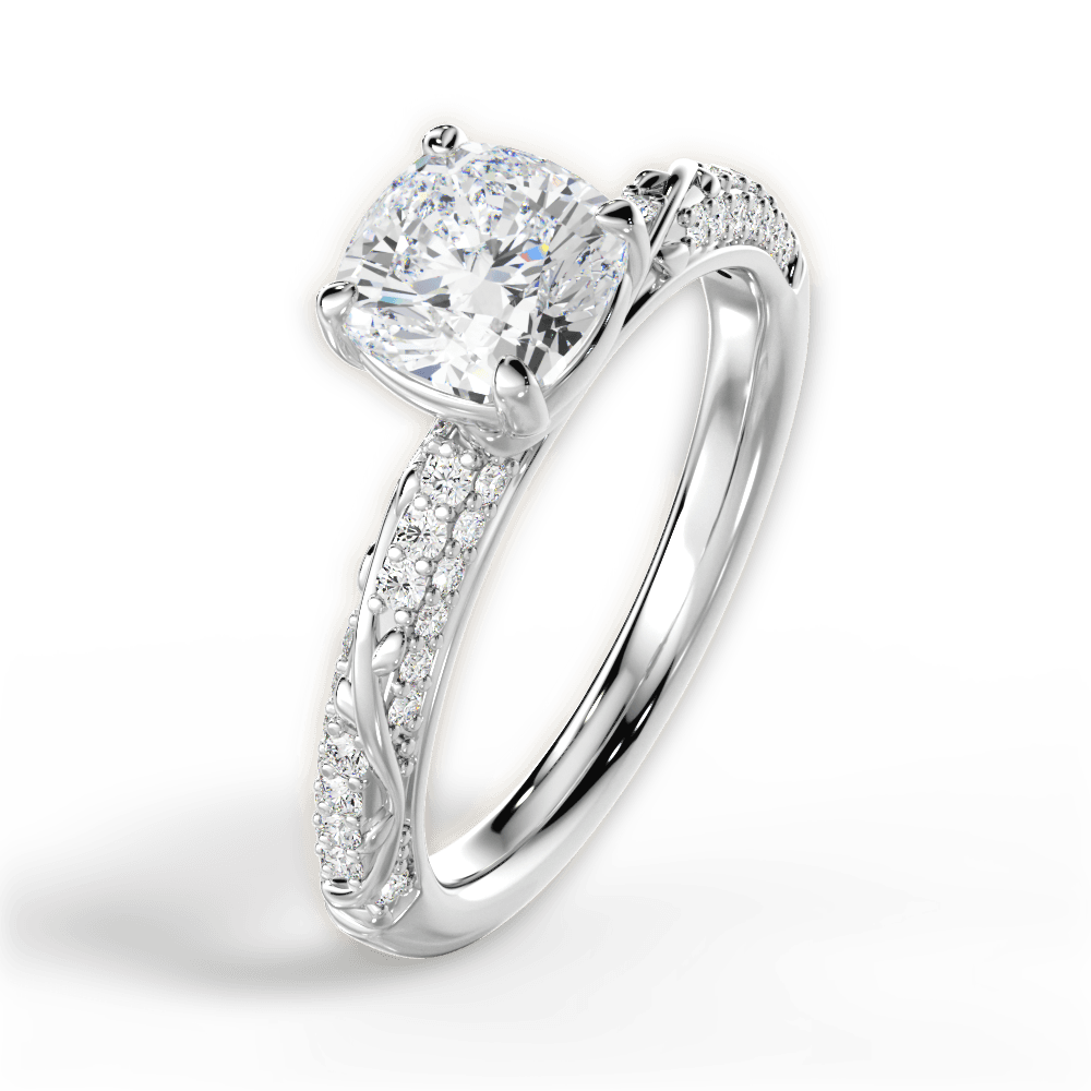 Gloria Cushion Cut Lab Grown Diamond 14Kt White Gold Engagement Ring - View 4